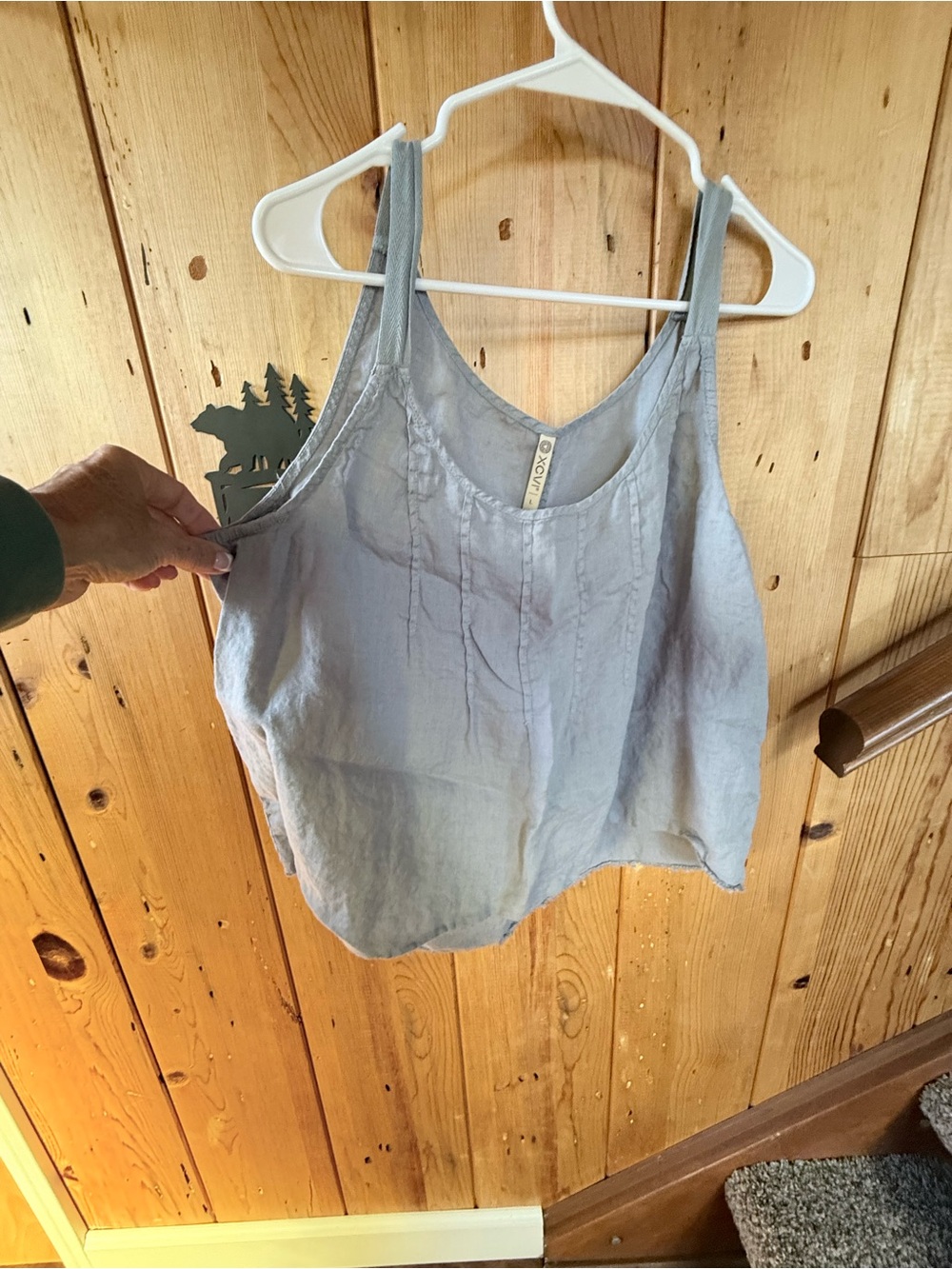 XCVI Pale Blue Linen-Blend Scoop Neck Tank